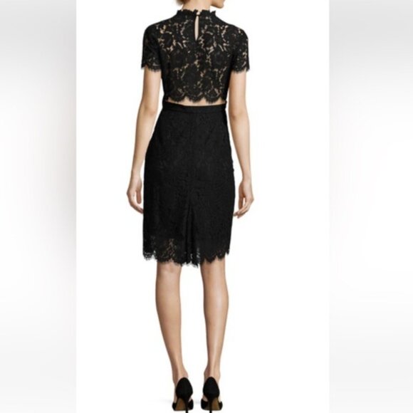 Diane Von Furstenberg "Alma" Black Lace Cutout Back Dress, size 14 - Picture 1 of 12